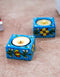 Blue Pottery Candle Holder Set Of 2pcs.